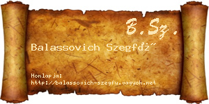Balassovich Szegfű névjegykártya